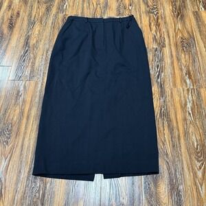 Valerie Stevens Womens Black 100% Pure Wool Pockets‎ Button Midi Skirt Size 14